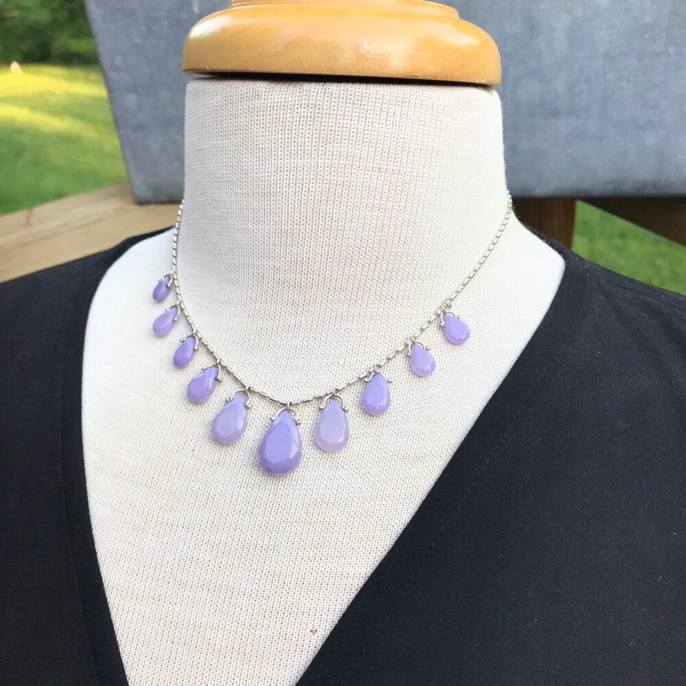 Monet silver tone lavender dangle fashion necklace